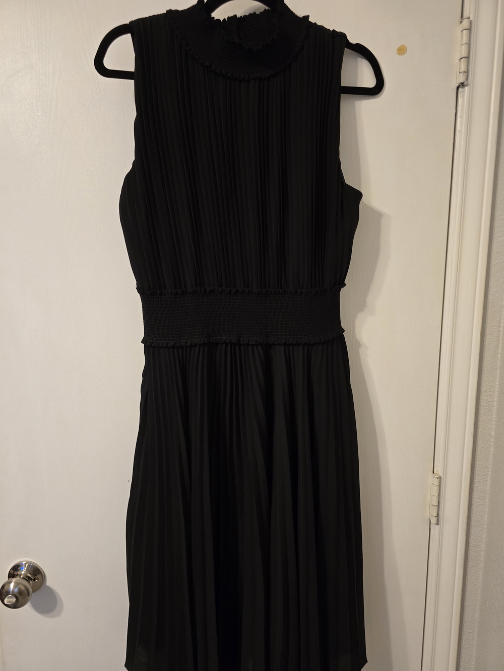 Nanette Lepore Black Pleated Sleeveless Midi Dress
